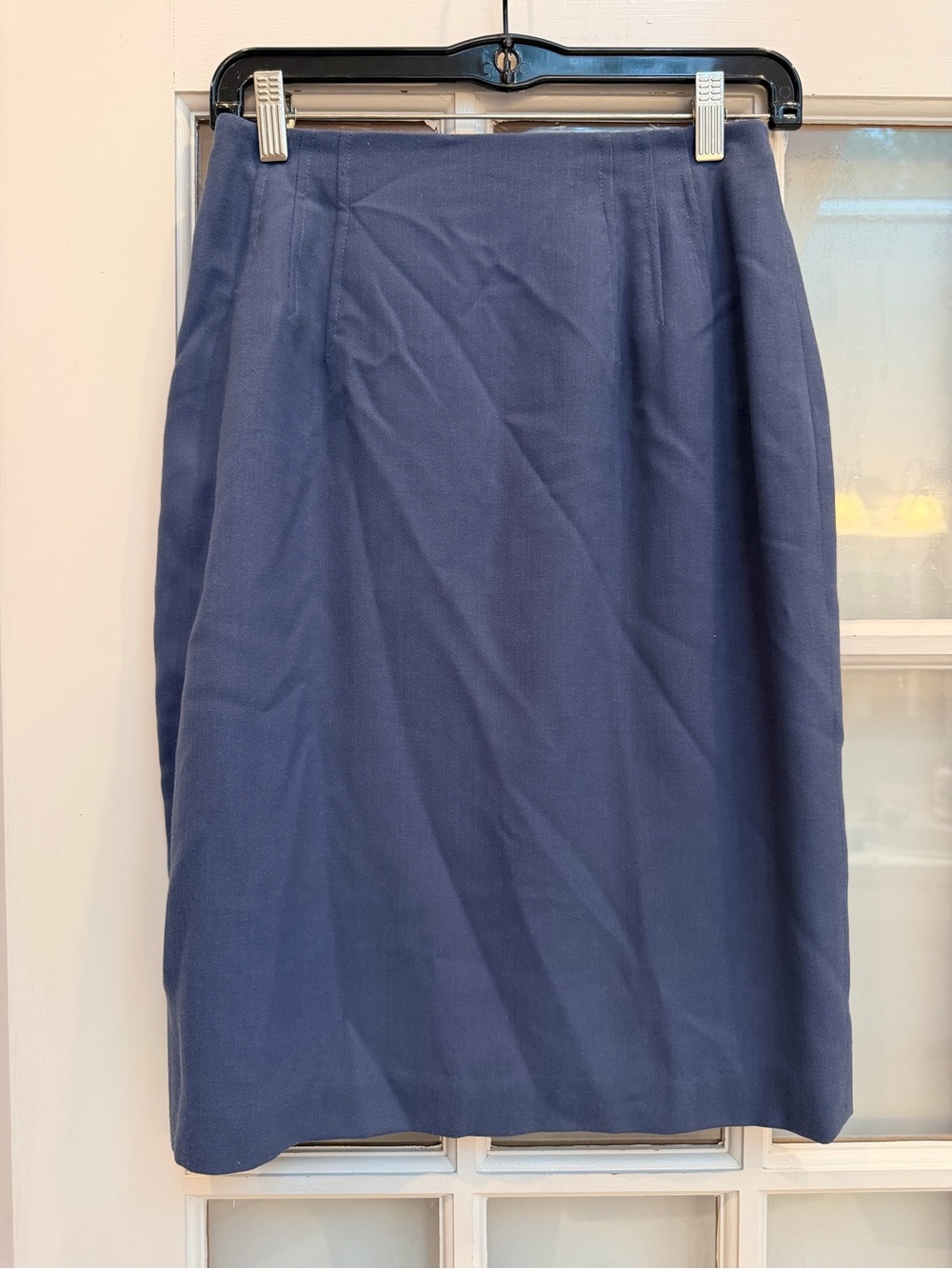 Vintage Liz Claiborne Collection Y2K Wool Tailored Smoke Blue Skirt Size 8 Med